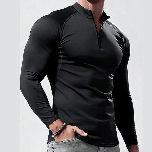 Lusso Mens Compression Half Zip Shirt - 
Fashinoza