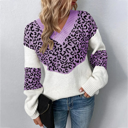 Women's Long Sleeve Sweater Contrast Sections
