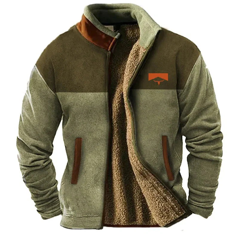 Men's Color Block Jacket Relaxed Fit Warm - 
Fashinoza