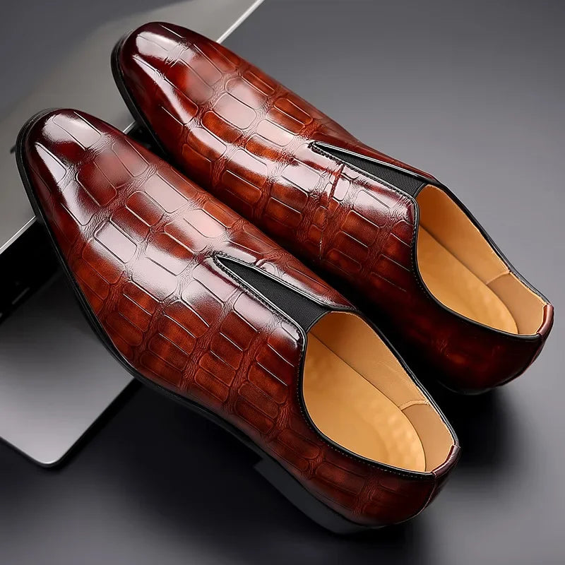 Textured Slip-On Loafer Shoes