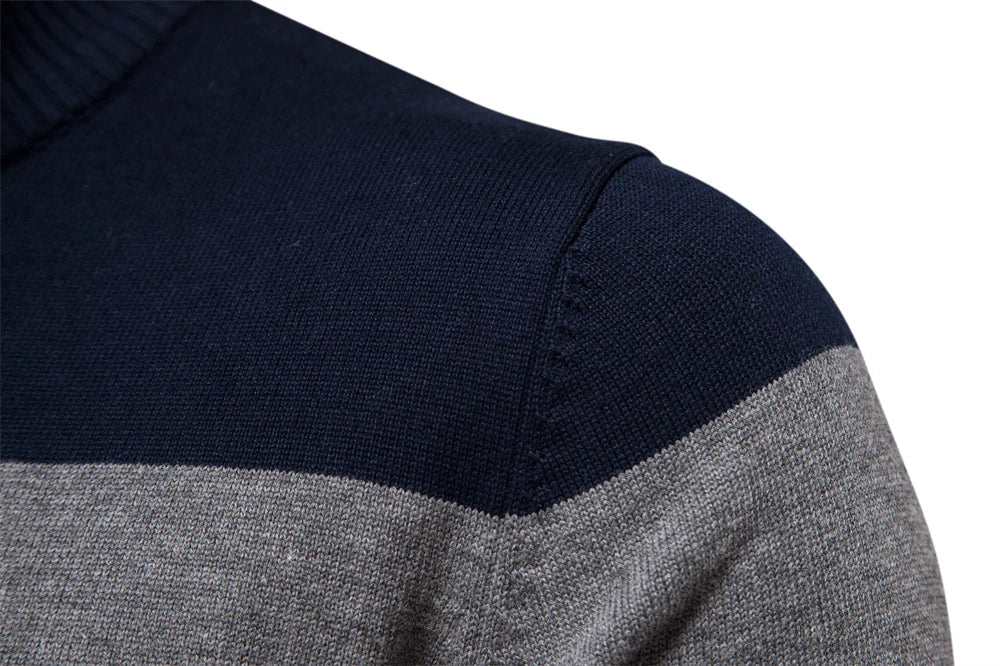 Men's Slim Fit Striped Quarter-Zip Jumper