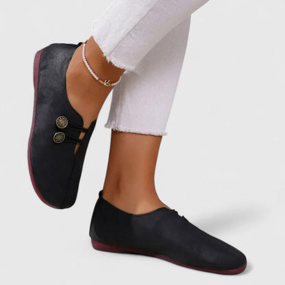 Women's Slip-On Loafers Button Detail