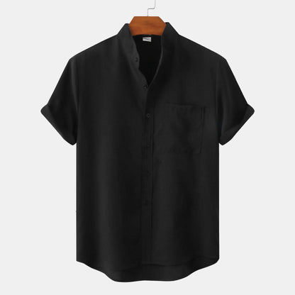 Men's Short Sleeve Button Down Shirt With Chest Pocket - Fashinoza