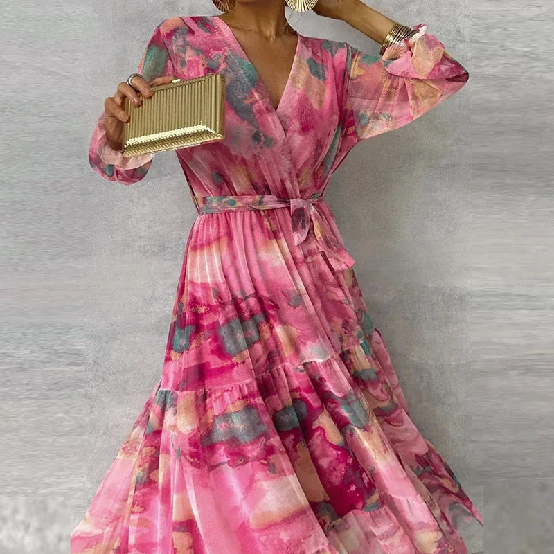 Women's Long Sleeve V-Neck Dress