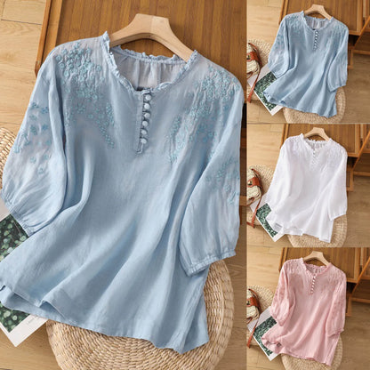 Women's Partial Button Blouse