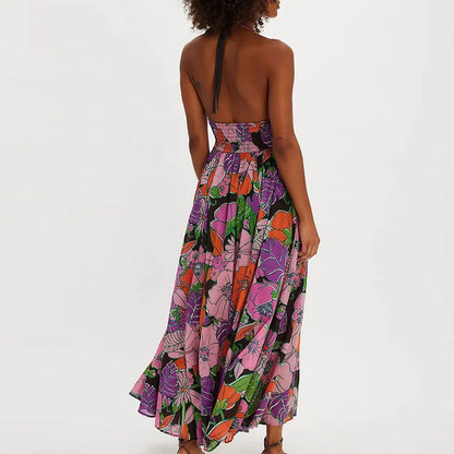 Women’s Floral Halter Maxi Beach Dress
