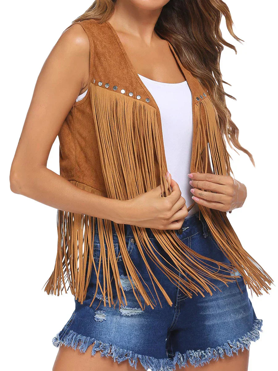 Women's Sleeveless Fringe Vest