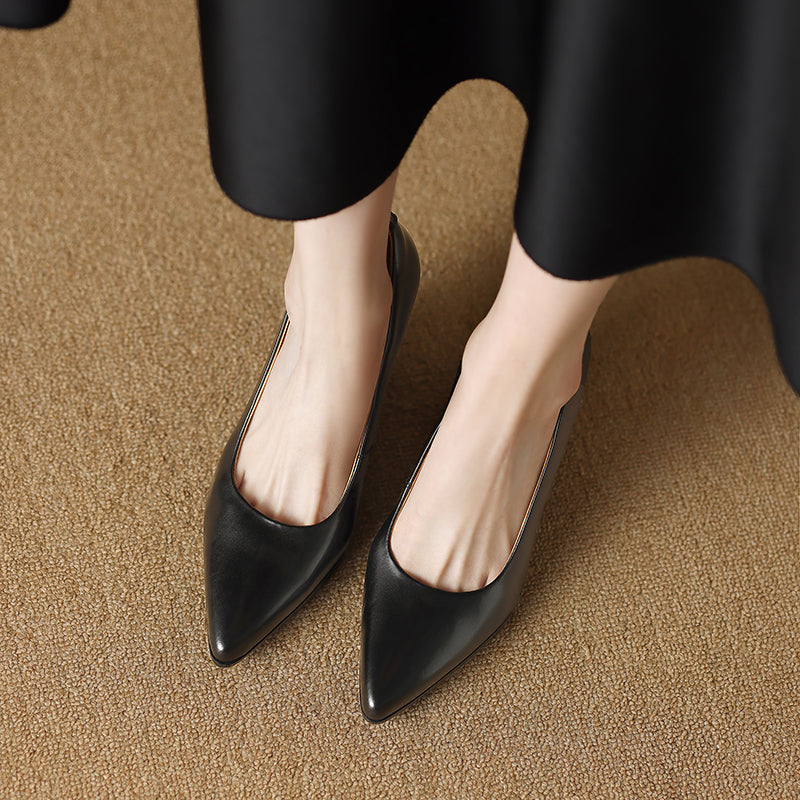 Women's Pointed Toe Pumps Block Heel Slip On Shoes
