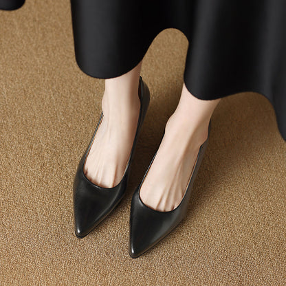 Women's Pointed Toe Pumps Block Heel Slip On Shoes