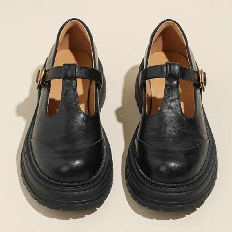 Women's T-Bar Mary Jane Round Toe Shoes Low Heel