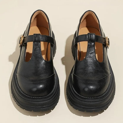 Women's T-Bar Mary Jane Round Toe Shoes Low Heel