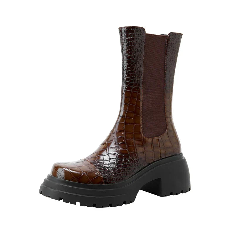 Women's Platform Boots Elastic Sides