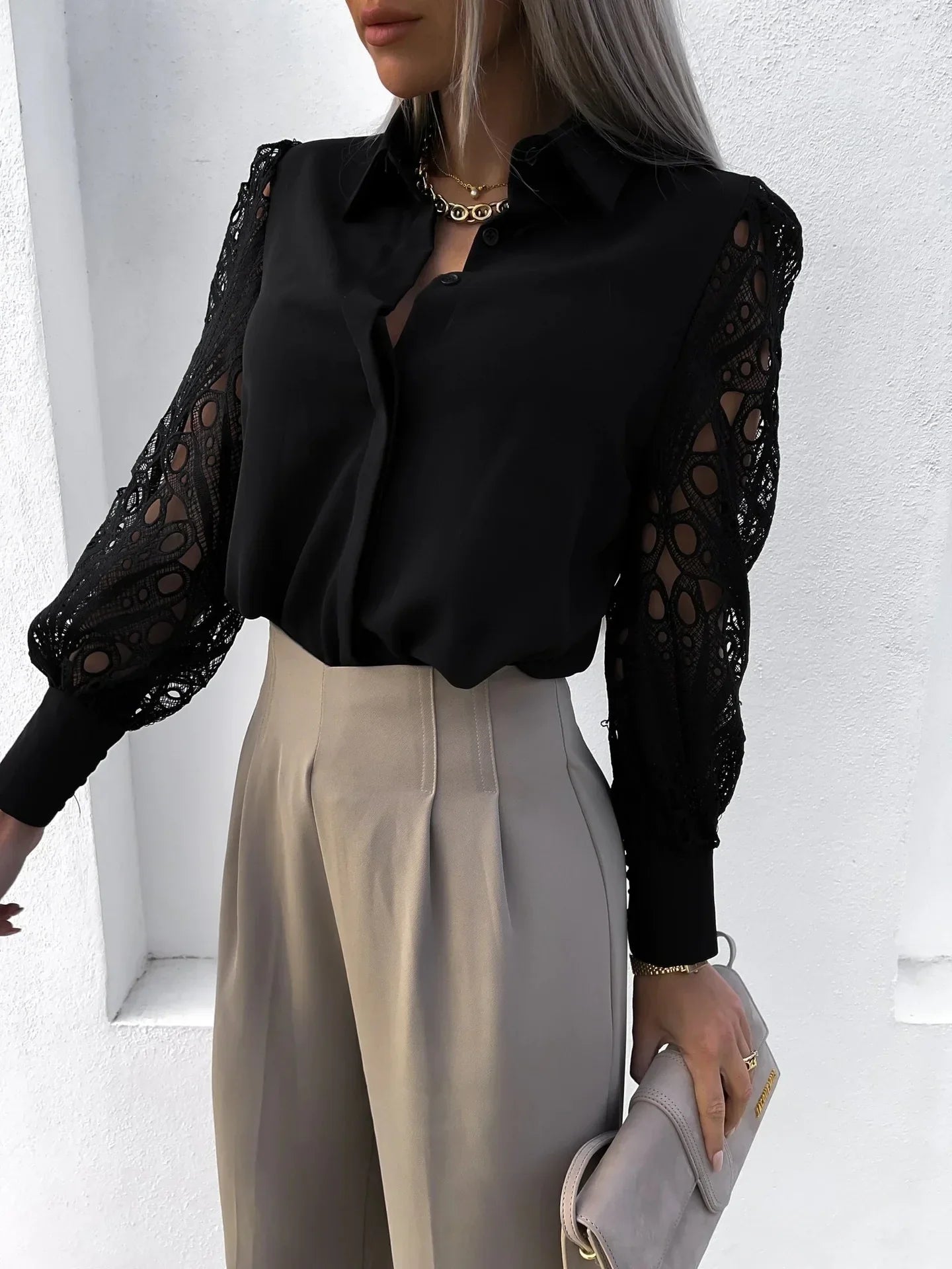 Women's Elegant Blouse with Ruffled Sleeves