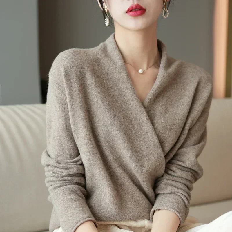 Donna | Women’s Spring Wrap Neck Knit Top