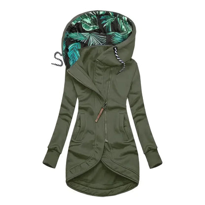 Women's Hooded Longline Zip Up Jacket