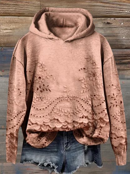 Women's Hoodie Decorative Cutout Detailing