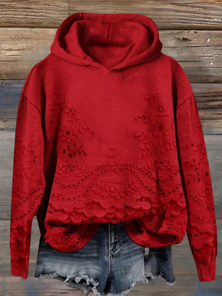Women's Hoodie Decorative Cutout Detailing