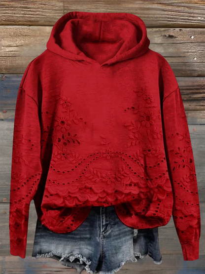 Women's Hoodie Decorative Cutout Detailing