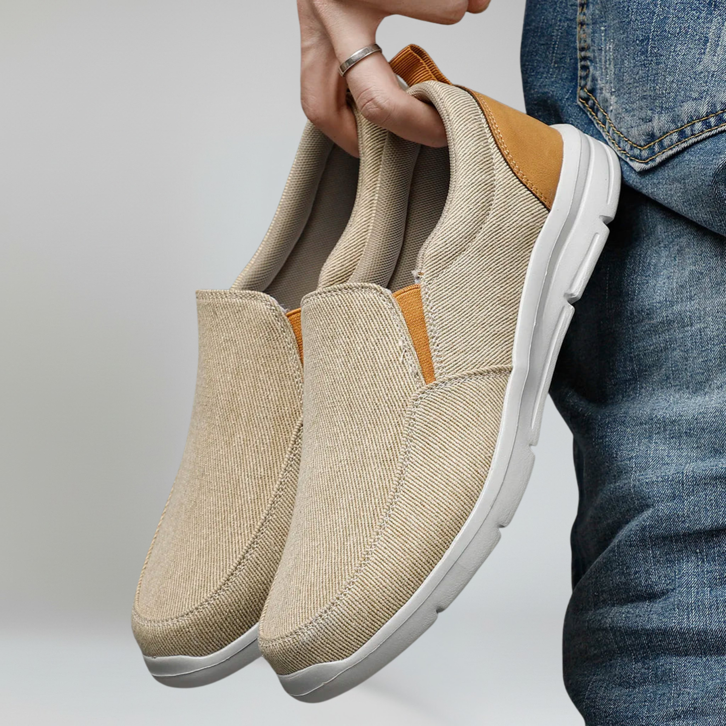 Men’s Slip-On Canvas Loafers Breathable Lightweight Outdoor Walking Sneakers