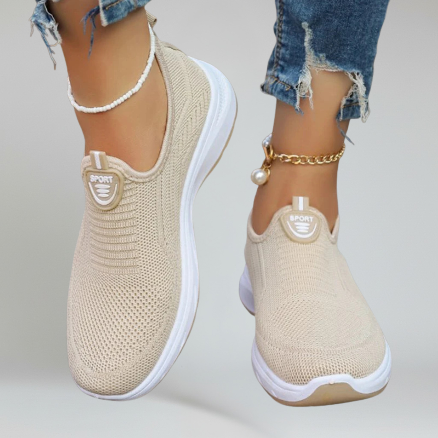 Women’s Slip-On Walking Sneakers with Breathable Air Mesh and Rubber Outsole