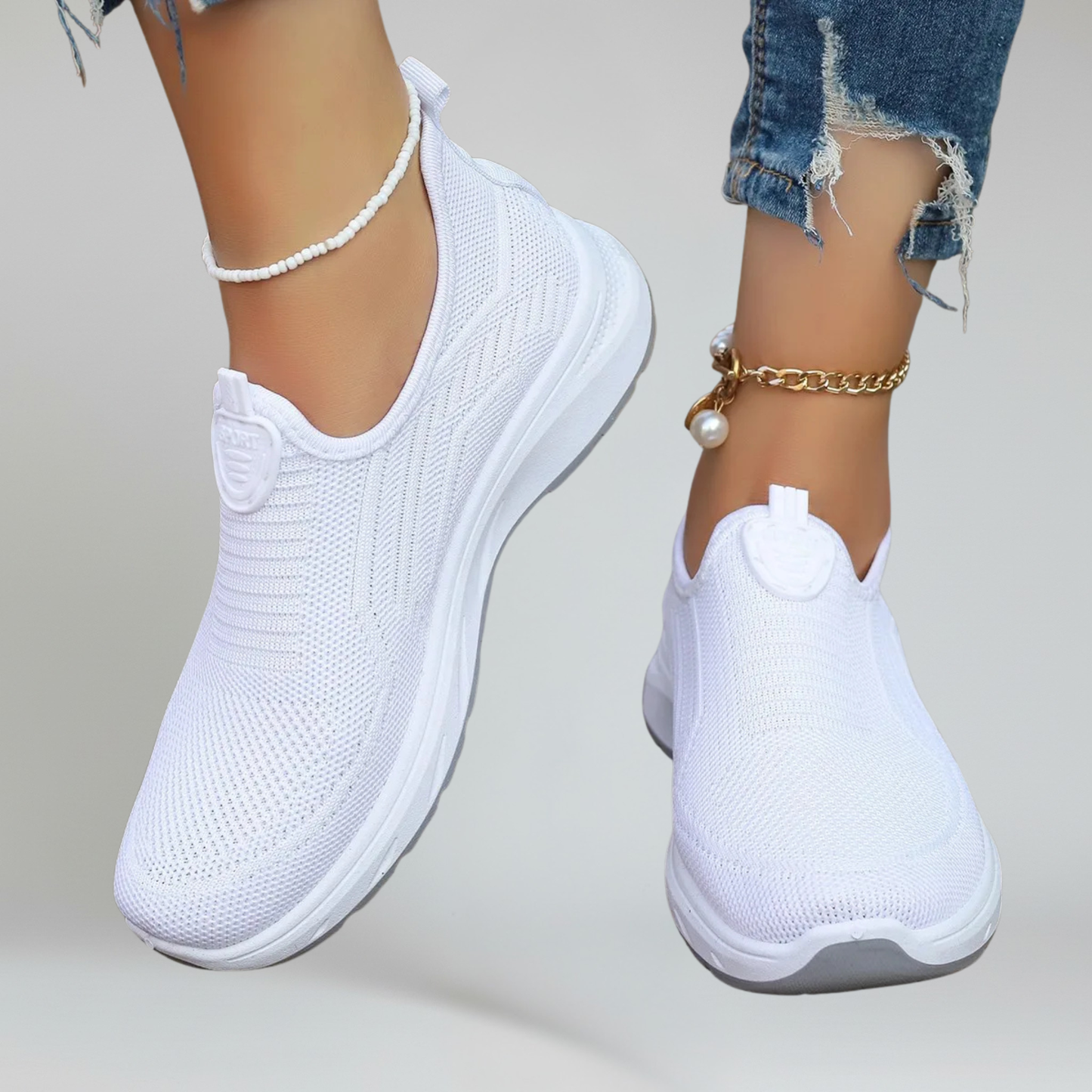 Women’s Slip-On Walking Sneakers with Breathable Air Mesh and Rubber Outsole