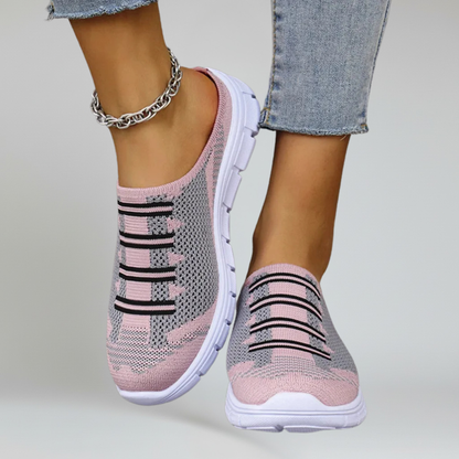 Women’s Slip-On Walking Mules with Breathable Air Mesh and Platform Rubber Outsole