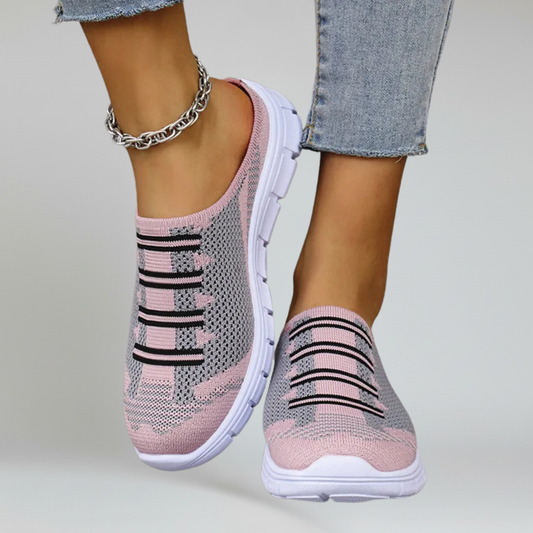 Women’s Slip-On Walking Mules with Breathable Air Mesh and Platform Rubber Outsole