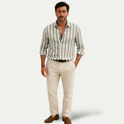 Men's Linen Stripe Dress Shirt