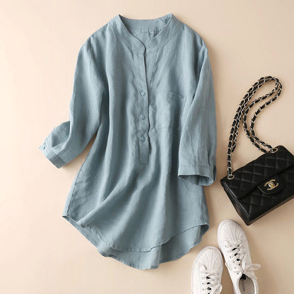 Women's Linen Tunic Blouse - 
Fashinoza