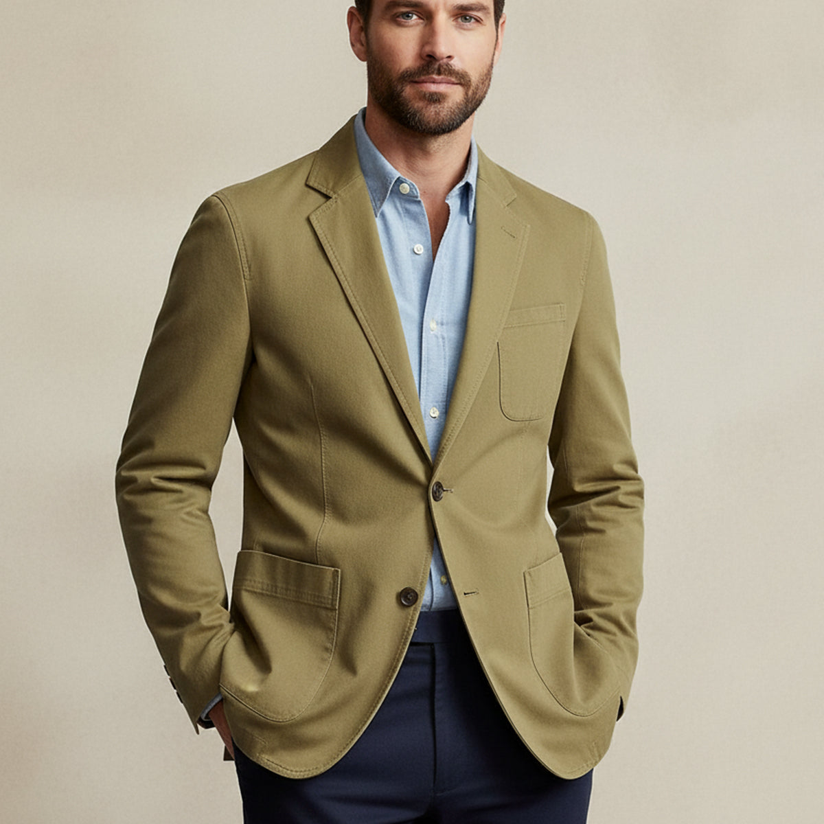 Men's Cotton Windbreaker Blazer With Pockets