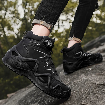 Men’s Waterproof Outdoor Hiking Boots with Microfiber Leather and Rotating Buckle Closure
