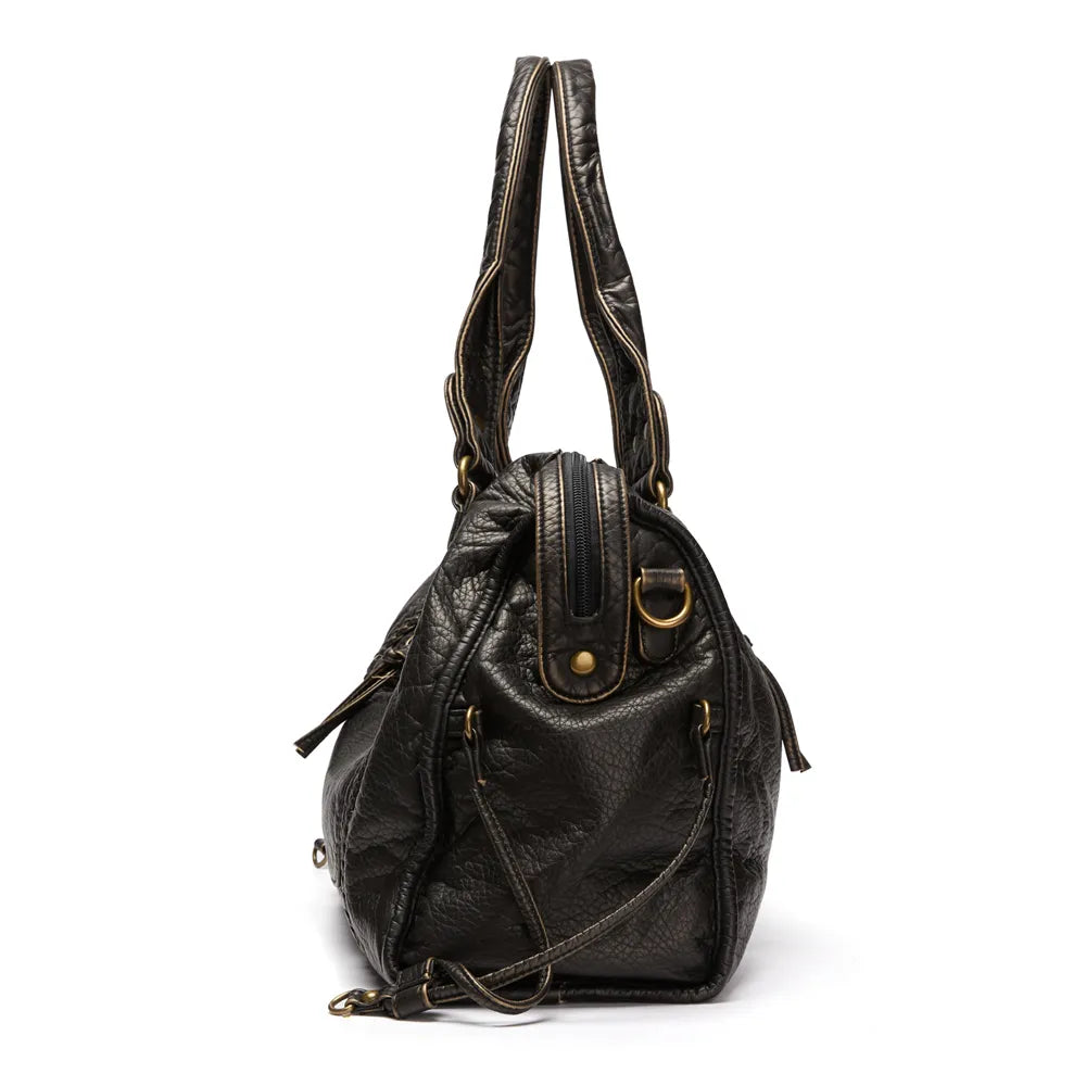 Women's Leather Carryall Handbag Classic Style