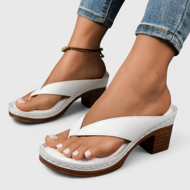 Women's Block Heel Thong Sandals Platform Sole