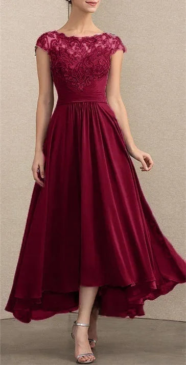 Elegant Women's Lace Chiffon Maxi Dress - Fashinoza
