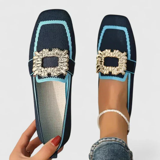 Women's Square Toe Buckle Loafers - Fashinoza