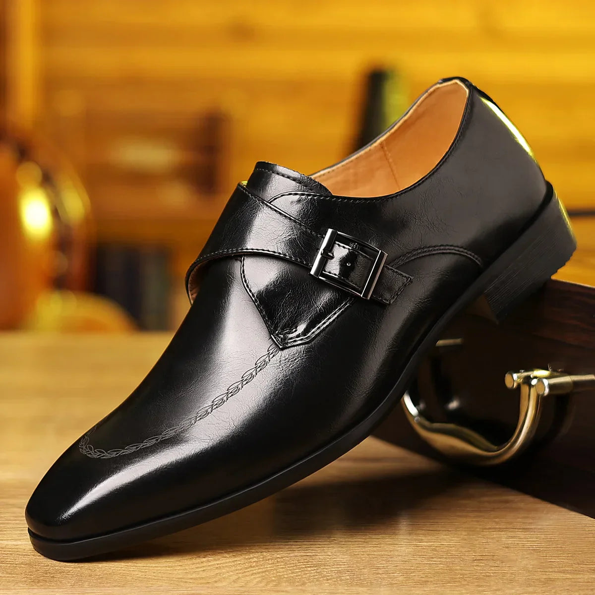 Cristiano Men's Leather Monk Strap Loafers
