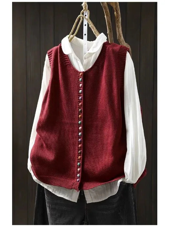 Classic Button Front Knit Vest