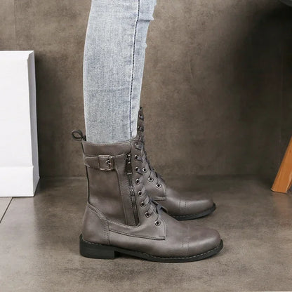 Women's Lace-Up Boots Side Zip