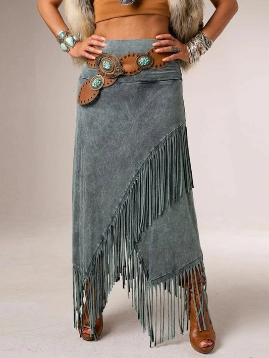 Women's Fringe Maxi Skirt - Fashinoza