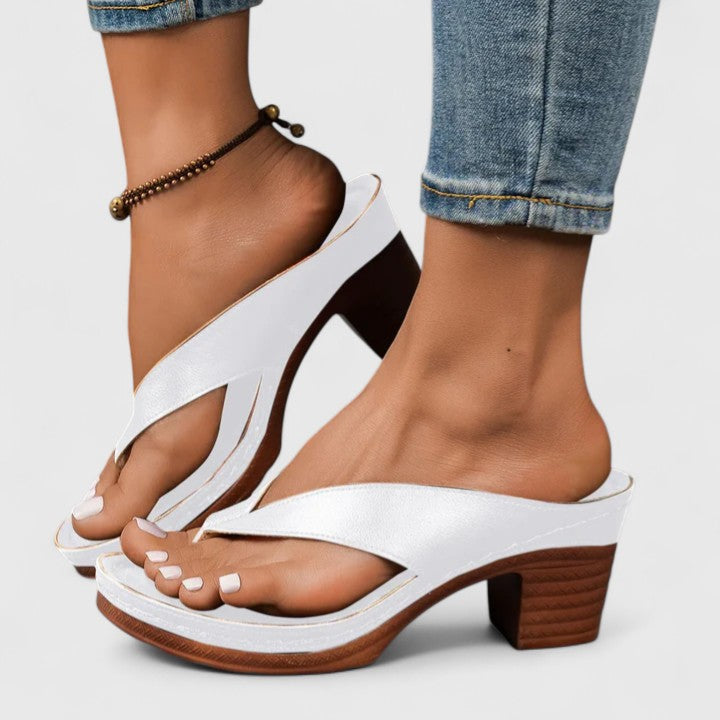 Women's Block Heel Thong Sandals Platform Sole