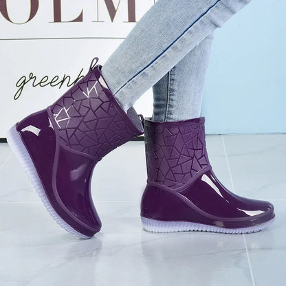 Women's Waterproof Rain Boots Lightweight Non-Slip Mid-Calf