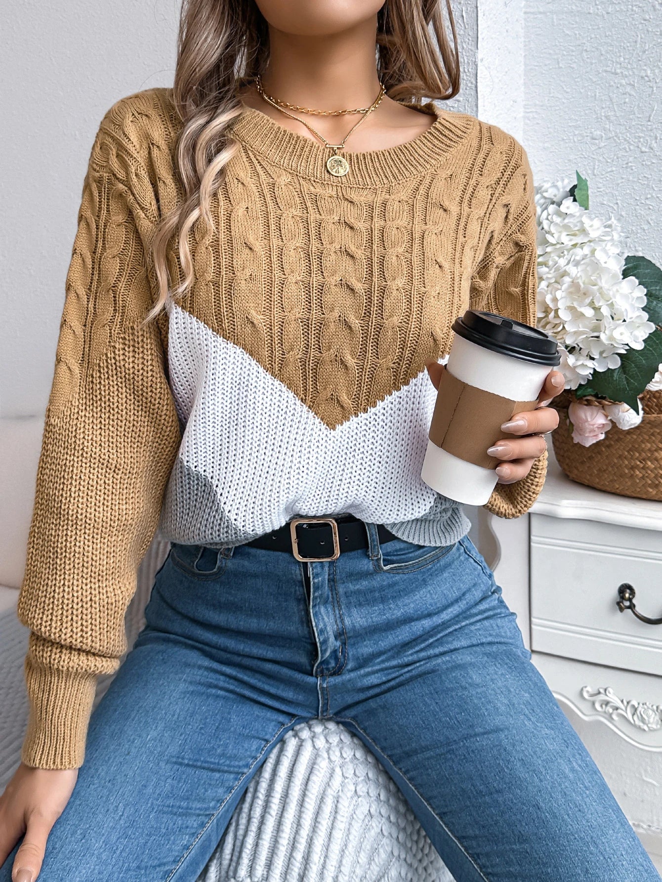 Women's Chevron Stitch Pullover Sweater