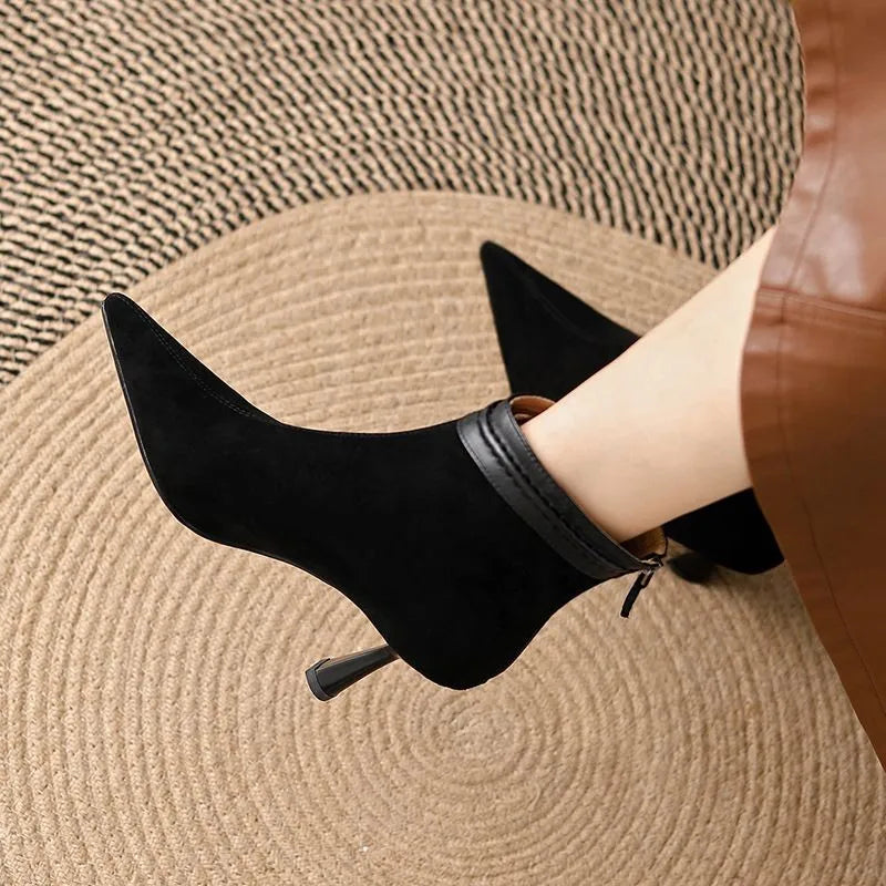 Women's Pointed Toe Ankle Boots Slim Heel