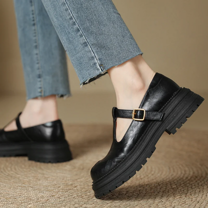 Women's T-Bar Mary Jane Round Toe Shoes Low Heel