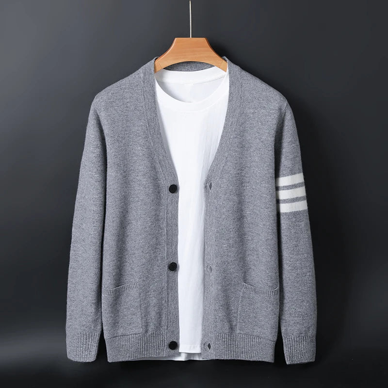 Striped Sleeve Knit Cardigan