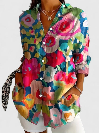Julia | Womens Colorful Floral Button Shirt