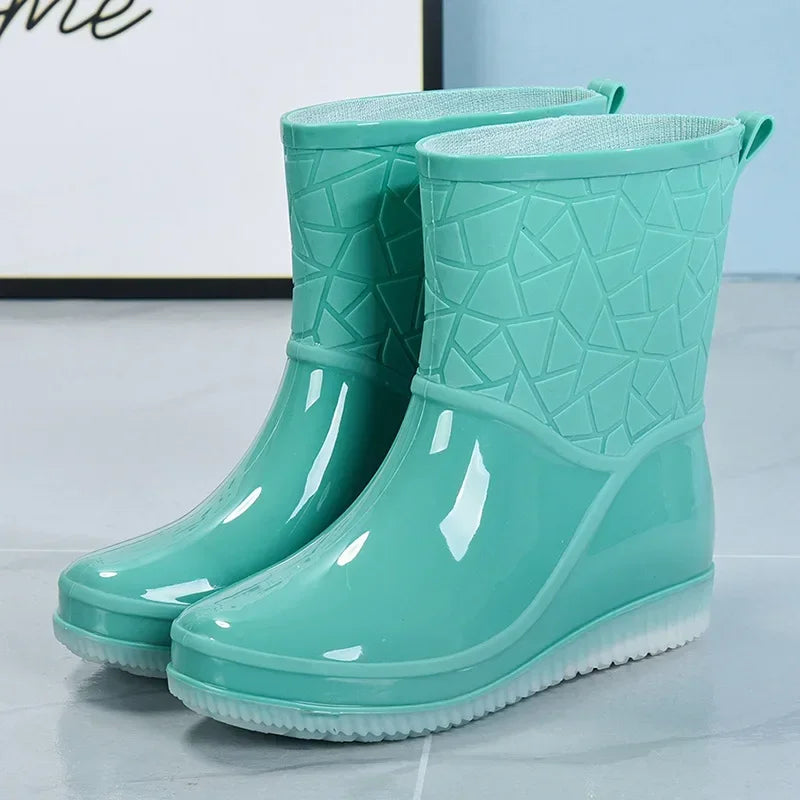 Women's Waterproof Rain Boots Lightweight Non-Slip Mid-Calf