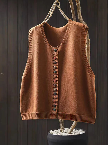 Classic Button Front Knit Vest