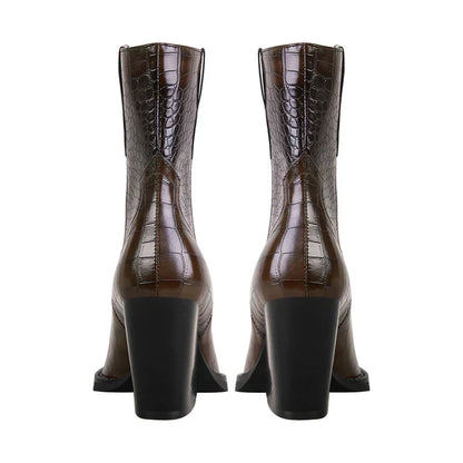 Women's Ankle Boots Croc Embossed