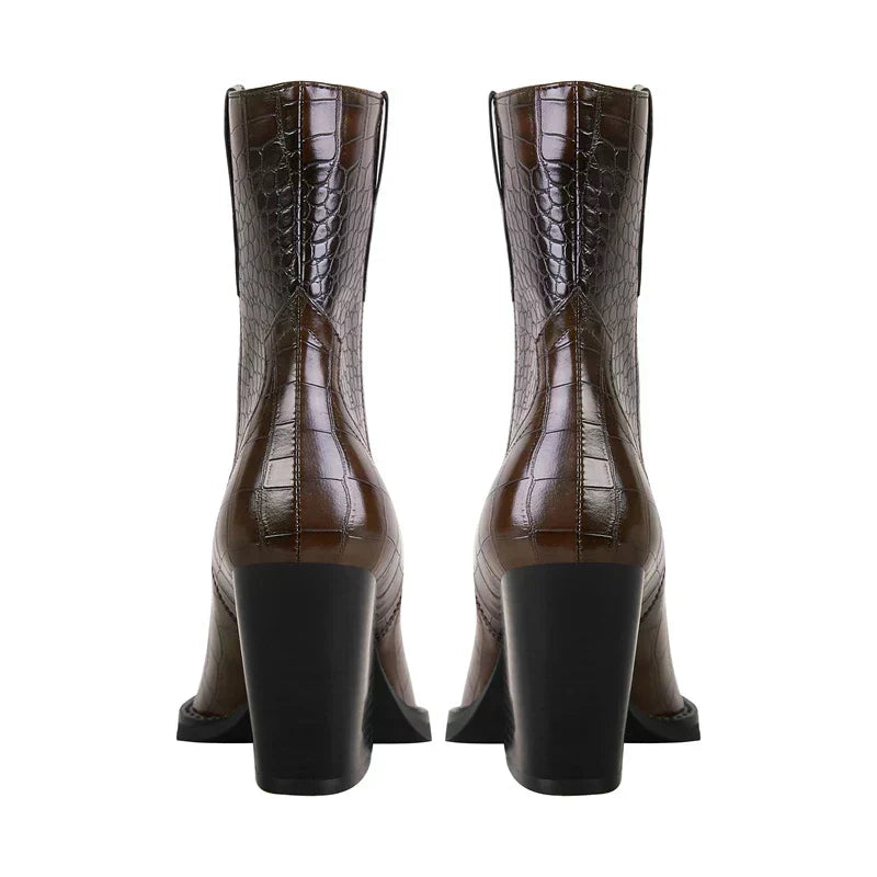 Women's Block Heel Boots Pointed Toe